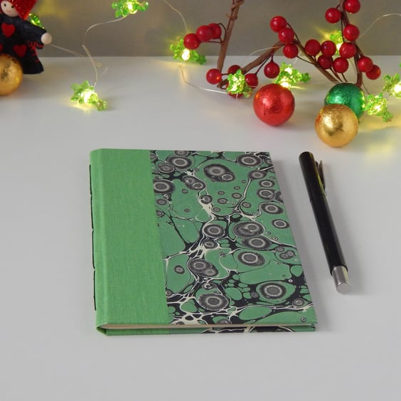 Malachite Marbled Sketchbook, Notebook or Journal. Gifts for Friends