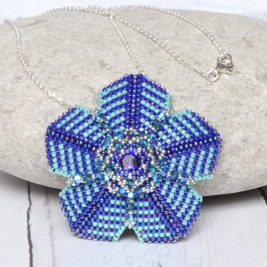 Blue and Turquoise Pendant with Crystals