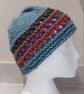 Handknit chunky wool hat col 2 Powder Blue - Image 4