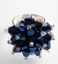 Metallic Blue Crystal Bead Bling Ring - UK Free Post - Image 1