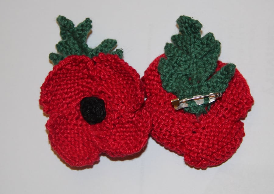 Hand Knitted Poppy Brooch for Charity