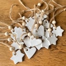 Handmade Clay Decorations - Star & Heart Ornaments, Set of 10