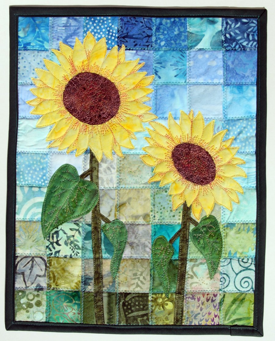 Sunflower Pattern Art Quilt Wall Hanging