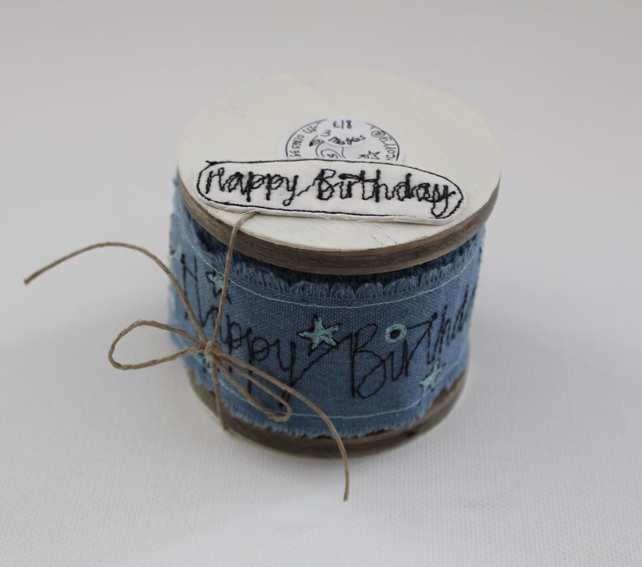 'Happy Birthday' - 3m Handmade Cotton Ribbon