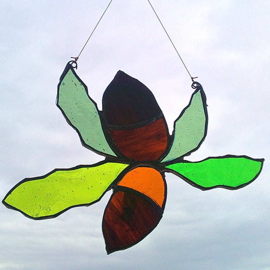 Autumn Oak 2, Stained glass window hanging