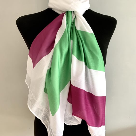 Suffragette Scarf Feminism Gift - Women's Rights. White. Lightweight