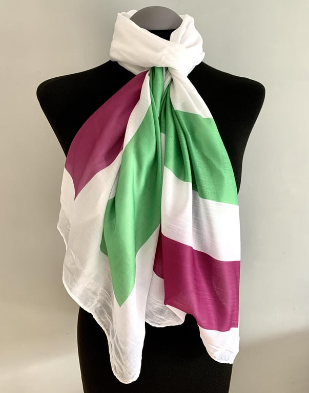 Suffragette Scarf Feminism Gift - Women's Rights. White. Lightweight