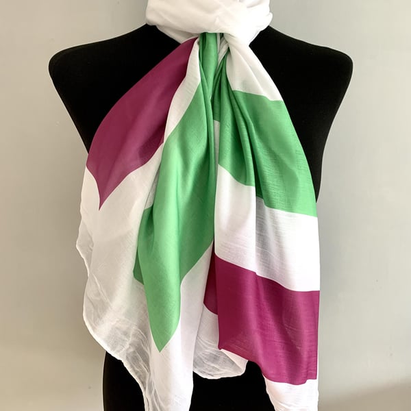 Suffragette Scarf Feminism Gift - Women's Rights. White. Lightweight