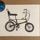 Perfectly imperfect - Raleigh Chopper original hand burnished lino print