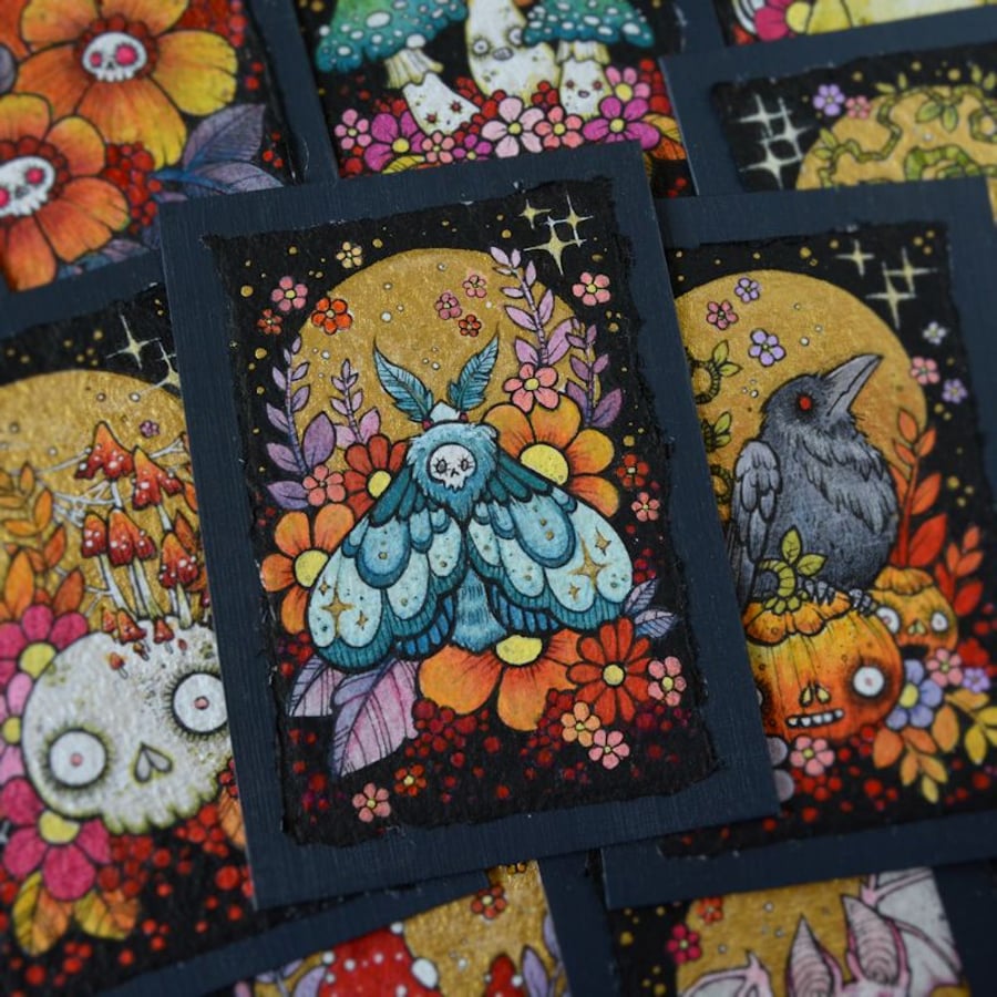 moon moth - original aceo illustration