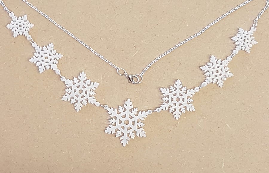 Christmas Multiple Snowflake Necklace - Acrylic