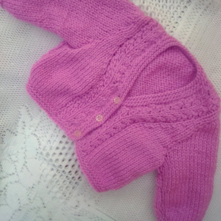 Baby's Hand Knitted Cardigan, Baby Shower Gift, Prem Size Available, Custom Make