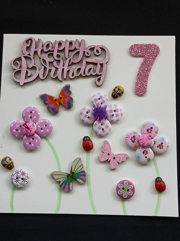 Handmade 7th birthday card 
