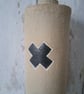 BOTTLE VASE hand-built stoneware pottery vase with black cross motif - Image 5