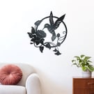 Humming Bird & Flower - Metal Wall Art