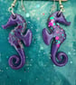 Gorgeous Glittery Seahorse resin earrings with silver plated posts