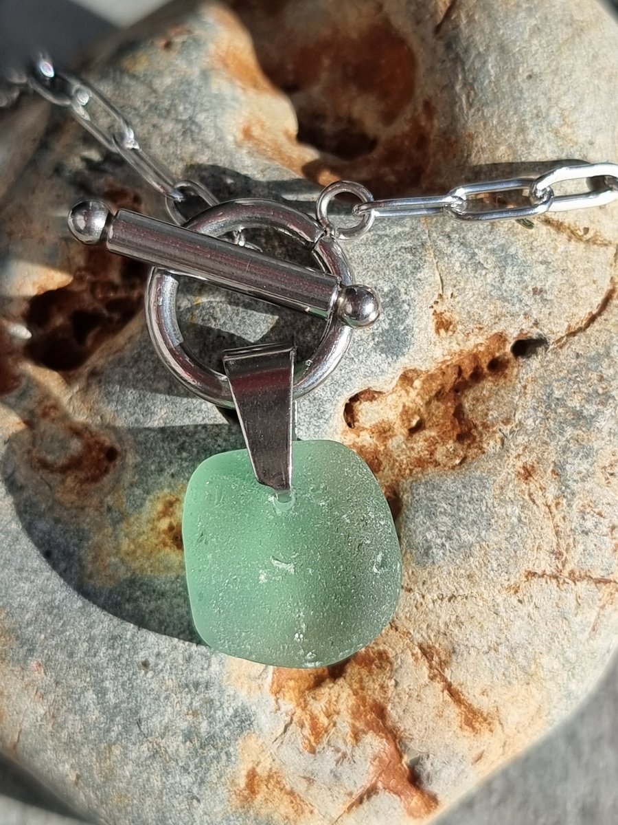 Turquoise Seaham seaglass necklace