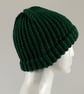 Bottle Green Coloured Chunky Beanie with Fixed Brim, Available in two sizes 