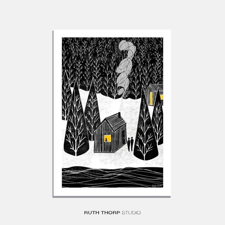 Cabin Illustrated Art Print