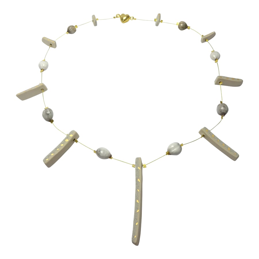 Necklace Ceramic CHOOSE COLOUR grey, yellow, matt Porcelain, Tribal Range
