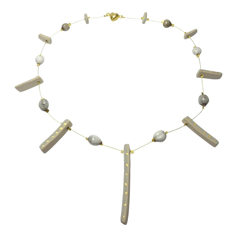 Necklace Ceramic CHOOSE COLOUR grey, yellow, matt Porcelain, Tribal Range