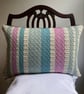Patsy Cushion: Rose, Sky Blue & Seaglass Green. Handwoven in Wales - Image 7