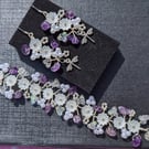 Entwine Violet Whispers – Amethyst Floral Jewelry Set - Handmade Bracelet & Earr