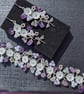 Entwine Violet Whispers – Amethyst Floral Jewelry Set - Handmade Bracelet & Earr