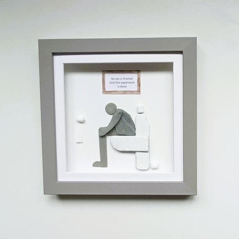 Pebble Art Man on the Toilet Bathroom Wall Decor Christmas Gift Idea