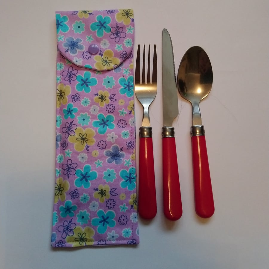 Seconds Sunday- Purple Floral Travel Cutlery Case