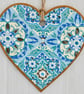 Blue Diamond: Decoupaged Wooden Hanging Heart 15cm (6") - Image 4