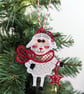 Lace Christmas Sheep Ornament: Machine Embroidery Pet Decoration