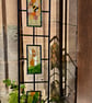 glass mosaic three panel garden trellis, sculpture, stake