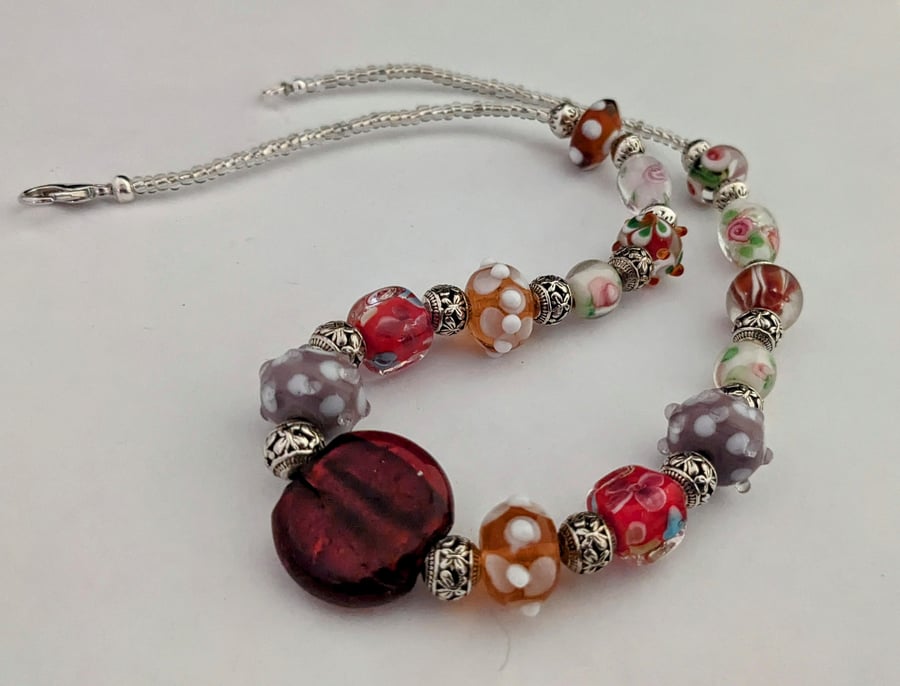 Lampwork glass bead necklace -1002714