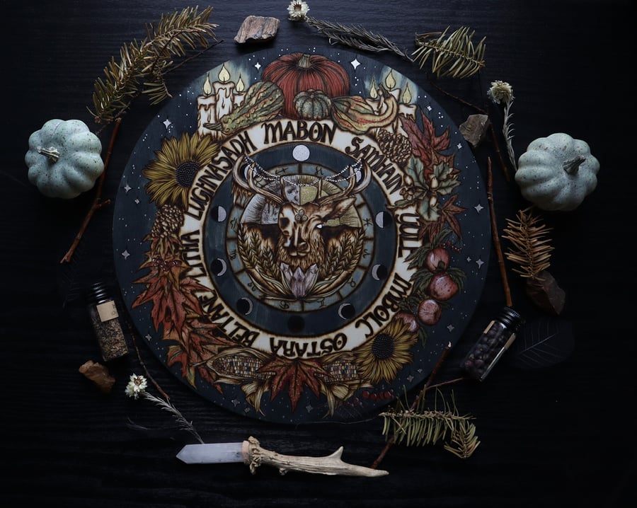 Wheel of the Year, Mabon Autumn Equinox, Witchy Pagan Wall art Decor