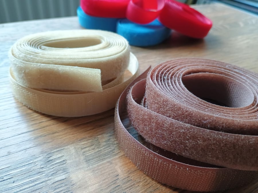 Hook and Loop Tape sew-on 20mm - Brown and Beige (4metres)