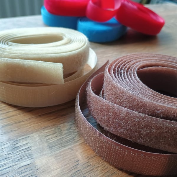 Hook and Loop Tape sew-on 20mm - Brown and Beige (4metres)