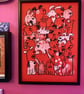 Red dog original screen print by Jo Brown, Happy Tomato - Image 1