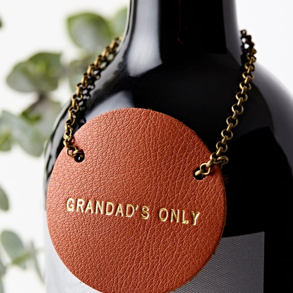 Leather Bottle Tag - Personalised gifts for the home