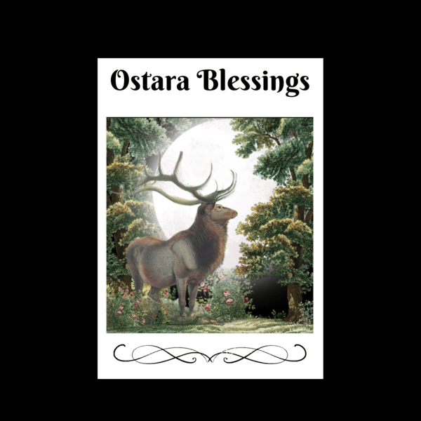 Ostara Blessings Card Moonlight Stag Personalised Seeded Option Wiccan Pagan