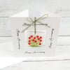 Happy Anniversary Card with Fused Glass Red Roses Keepsake