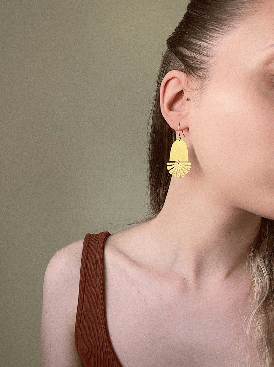 Bohemian sun earrings, brass earrings, gift for her