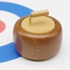 Wooden Ring Box. Handmade in the form of a miniature curling stone. 