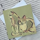 Abstract Cat Illustration Art Work Blank Greetings Card Birthday Thank You
