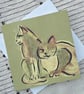 Abstract Cat Illustration Art Work Blank Greetings Card Birthday Thank You