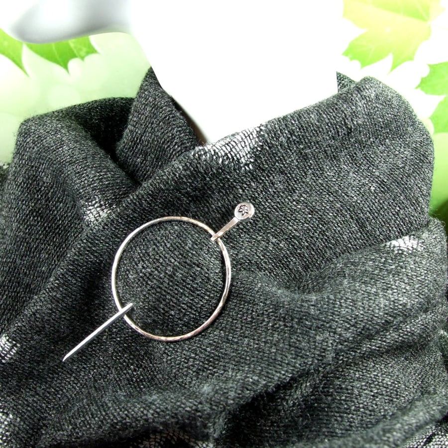 Shawl Pin, Sterling Silver Daffodil Pin for Scarf, Shawl, Cardi or Wrap
