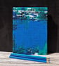 'Santorini' Hand-Stitched A5 1960s Vintage Fabric Journal, Sketchbook,Royal Blue