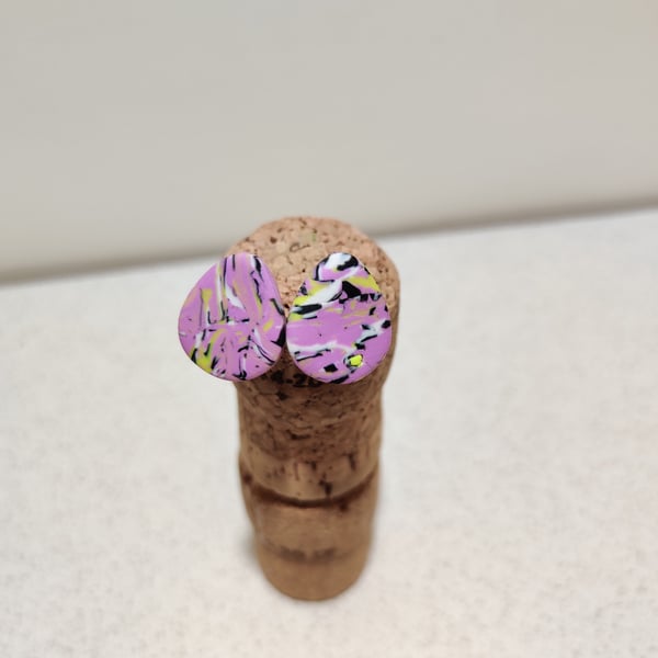 Abstract purple pebble studs 