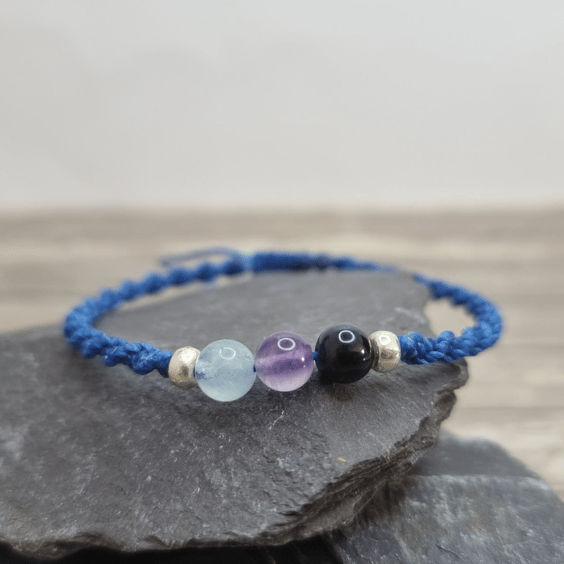 Stress Relief Bracelet - Tiger Eye, Amethyst, Aquamarine
