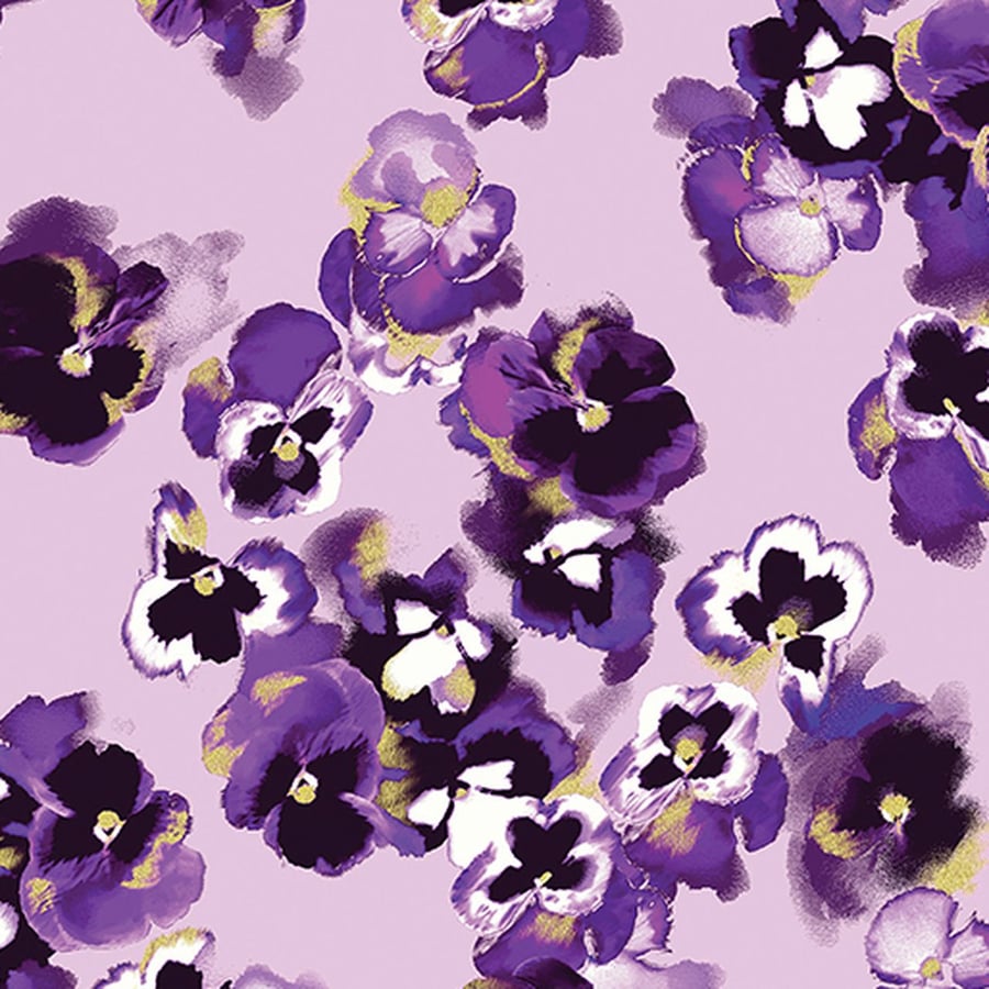 Pansy Noir - pansies on lilac - Benartex 